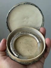 Antique Chinese Silver Jade Bangle Bracelet Hand Engraved Floral Design 50g