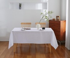 Aorissi 100 French Flax Linen Tablecloths Rectangle 108Lx60W Inch For Dinners