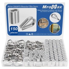 100 Pcs 1/8 inch Wire Rope Aluminum Sleeves Cable Crimps, and 50 Pcs M3 Stain...