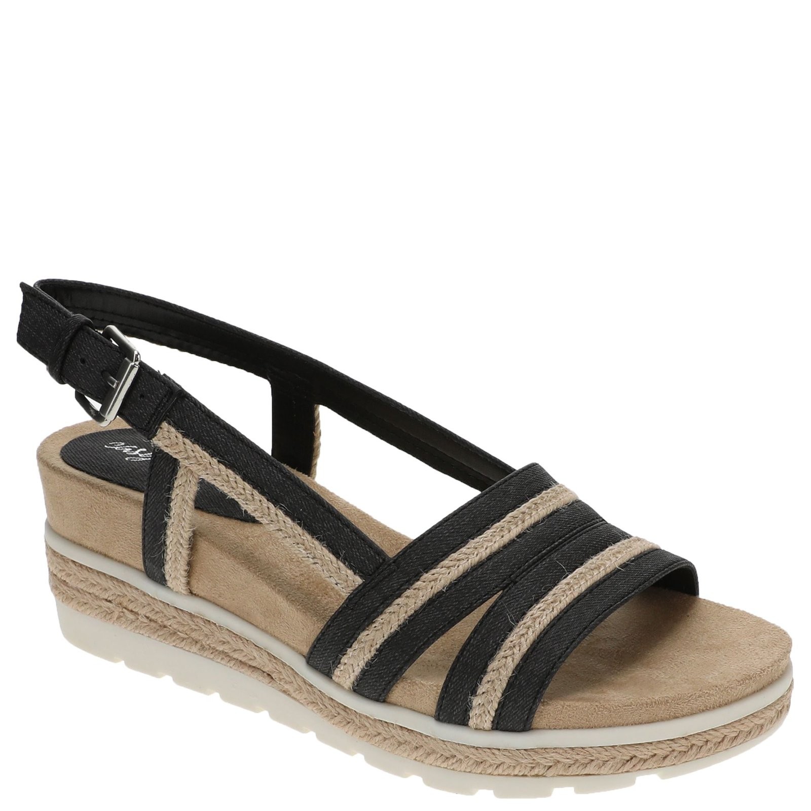 Easy Street Mel Womens Sandal 11 BM US - Washed BlackRope 13690₽
