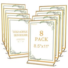 8.5 by 11 Gold Acrylic Picture Frame Stands for Display 8PCS, Double Sided Ac...