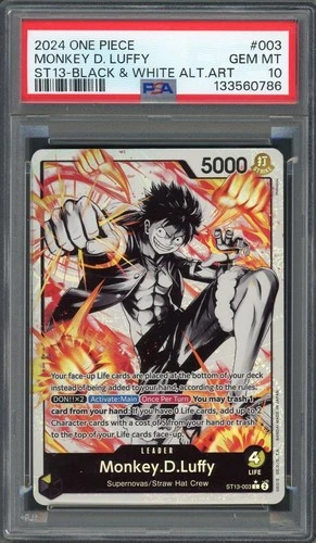 PSA 10 Monkey D. Luffy (Black & White Alt Art) ST13-003 EN One Piece B16