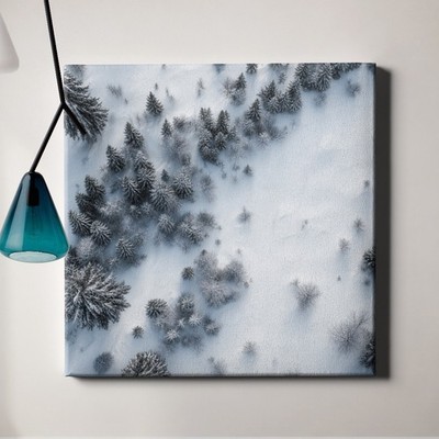 Aerial Winter Forest Snow Texture Canvas Art Atmospheric Nature Photography