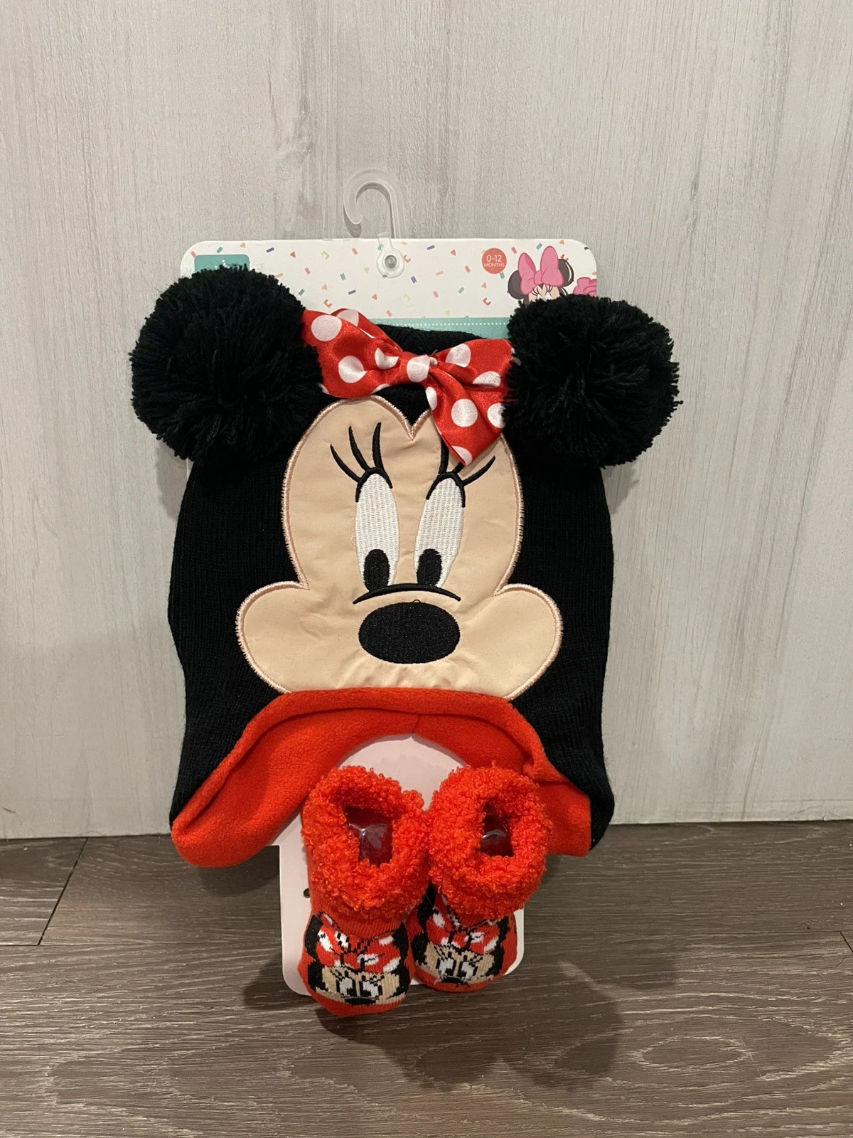 Disney Baby Minnie Mouse Baby Red Hat & Bootie 2 Pc Set 0-12 Months