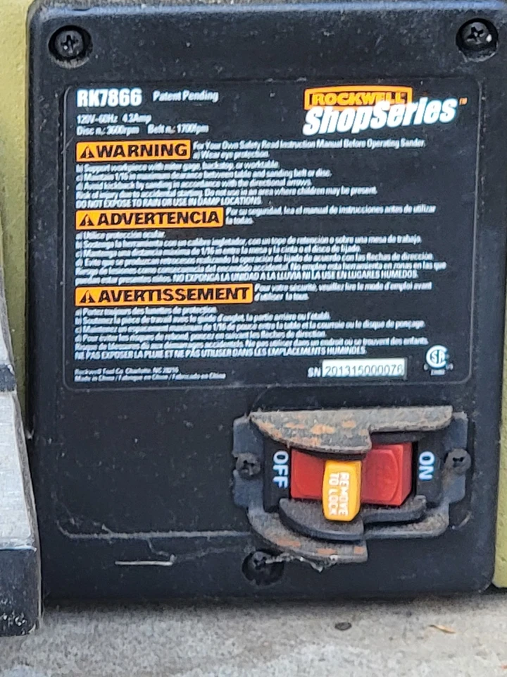 Rockwell 1" x 42" Belt Sander Grinder, model# 31-325 120v 9A Compact Bench Tool - Image 2 of 4