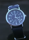 Men's Timex quartz Indiglo dark blue military dial wristwatch, NATO strap, runs