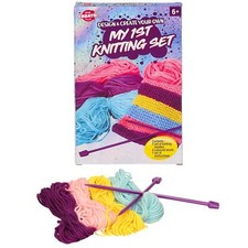 My 1st Knitting Set 4 Pieces Kit Includes Xmas Gift Wool Coloured Needles