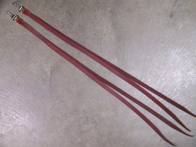 One Pair Leather Saddle Strings w/Clip & Dee Ring Hardware Brown/Burgundy Color