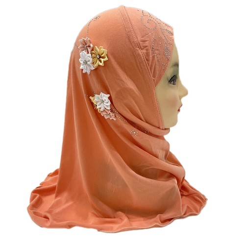 2-6Y Muslim Kids Girls Hijab One Piece Amira Instant Turban Pull On Ready Scarf - Picture 26 of 26