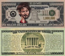 Johnny Depp Caricature Million Dollar Tract Fun Money Novelty Note +FREE SLEEVE