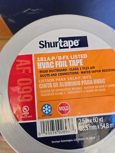 2 ROLLS SHURTAPE # AF 099 HVAC FOIL TAPE 2.5" X 60 YD / 16 ROLLS 1 BOX $159.95 - Picture 7 of 7
