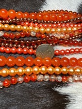 Glass Beads for Bracelet Making Orange Brown Round DIY Craft 1 lb 1000 BULK
