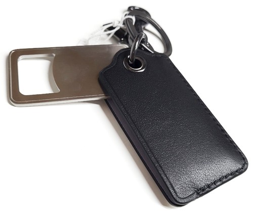 Coach Bottle Opener Key Fob Keychain with Stamp Gunmetal Chalk Multi Leather NWT - Picture 15 of 16