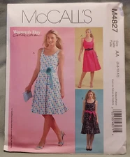 McCall's M4827 Sewing Pattern Dress & Tie Belt Sizes 6-8-10-12 New Uncut 2006
