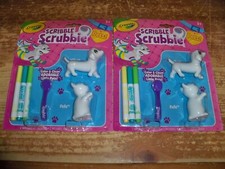 Lot Of 2 -- SCRIBBLE SCRUBBIE Cat Dog PETS -- CRAYOLA Color Clean Figures