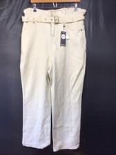 Boohoo Cream Paper Bag Waist Straight Leg Jeans Size 16 BNWT