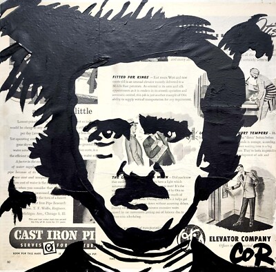 CORBELLIC EXPRESSIONISM 12X12 EDGAR ALLEN POE HANDMADE COLORFUL ART PAINTING