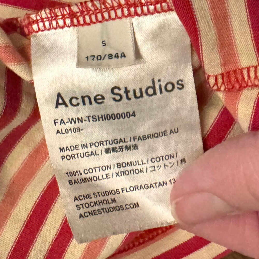 ACNE STUDIOS Striped Smiley Patch Tee - image 6