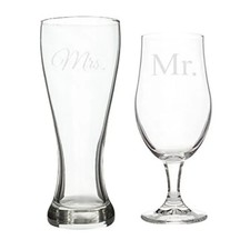 Mr and Mrs Pilsner Set - Wedding Reception Toasting Beer Glasses