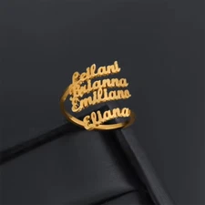 Custom 1-4 Multiple Name Ring Gold Silver Stainless Steel Jewelry Women Band