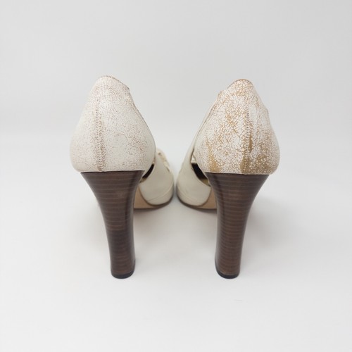 Gucci Vintage Leather Canvas Pump Heels Off White Size 9.5 B - Picture 7 of 12