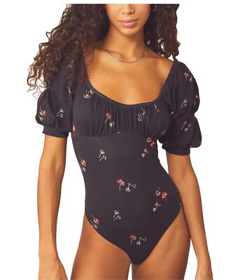 Free People Play Date Bodysuit Black Combo LG (Women's 12-14)