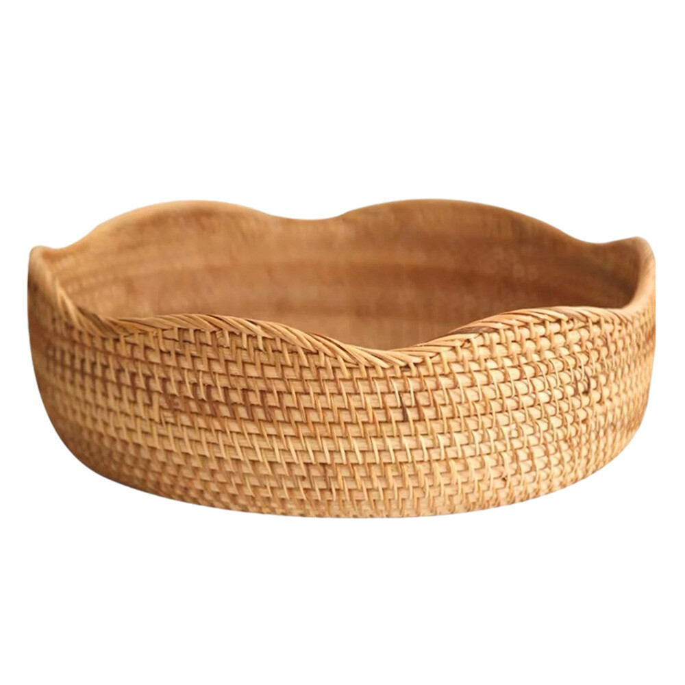 Straw Basket Fruit Flatware Tray Food Serving Holder Guest Towel Holder