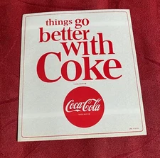 Coca Cola 1960s Things Go Better With Coke Sticker NOS