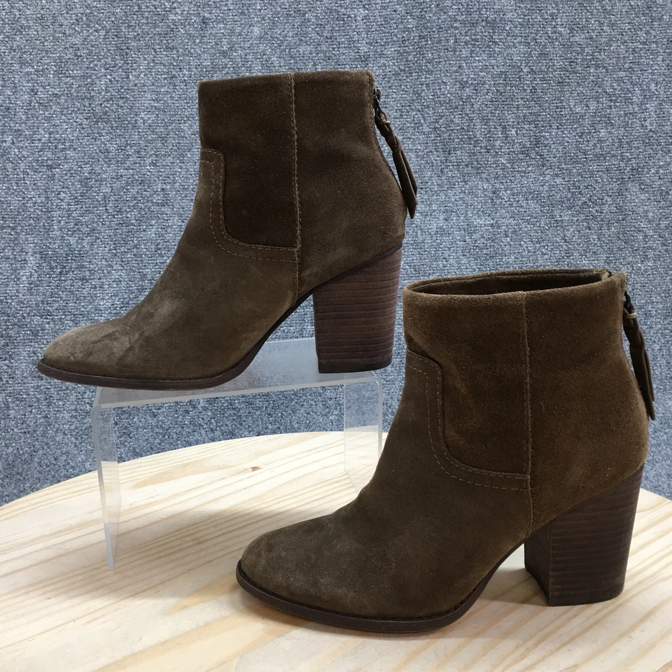 Botas esplêndidas femininas 7.5 Hila botas de tornozelo marrom camurça atrás zíper salto casual - Imagem 2 de 4