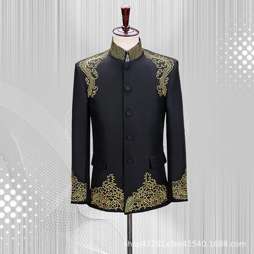 Men's Mandarin Collar Chinese Tunic Suit Jacket Coat Pants Traditional Zhongshan - Picture 9 of 23
