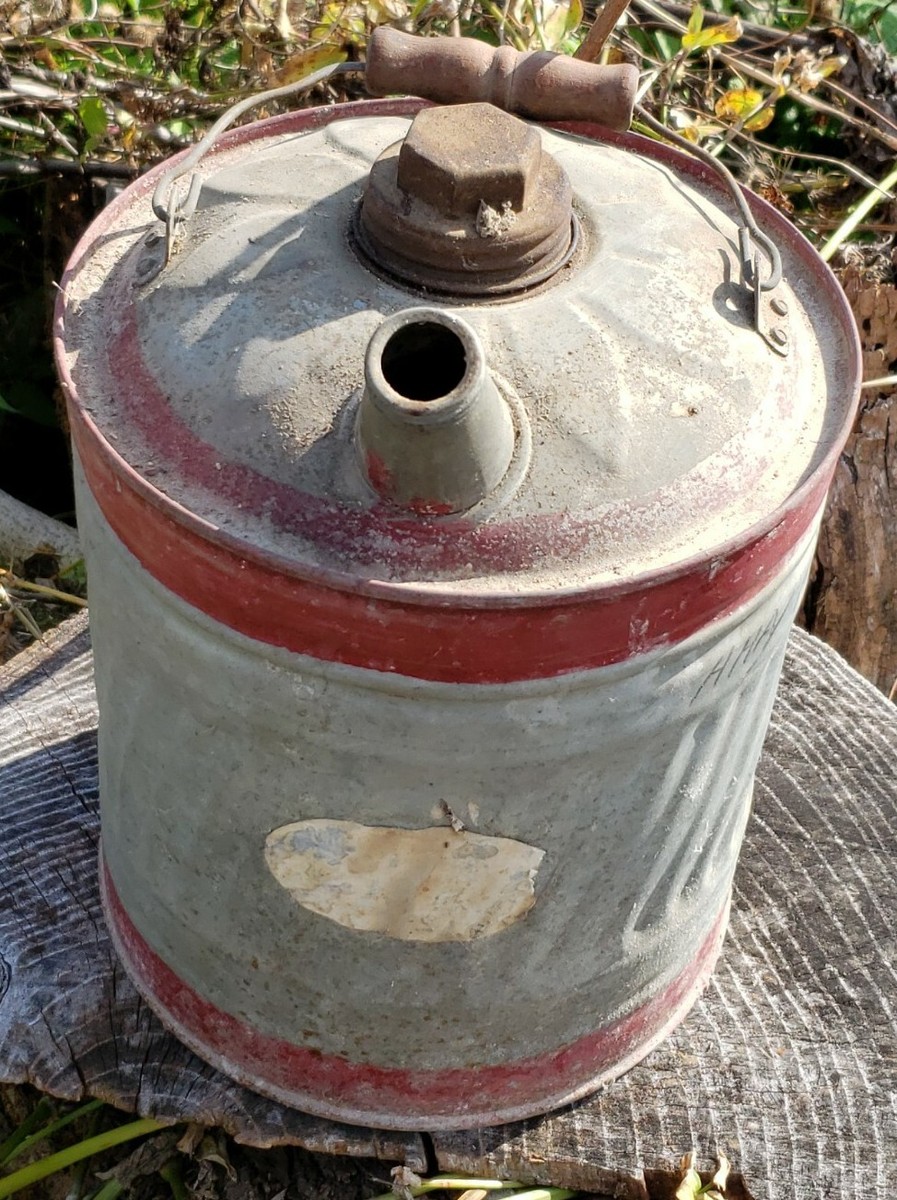 Vintage Galvanized Metal Gas Can One Gallon Antique Farm Car