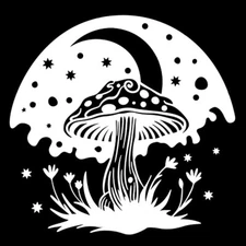 Celestial Mushrooms Moon Vinyl Decal Car Windows Laptop Tablet Notebook
