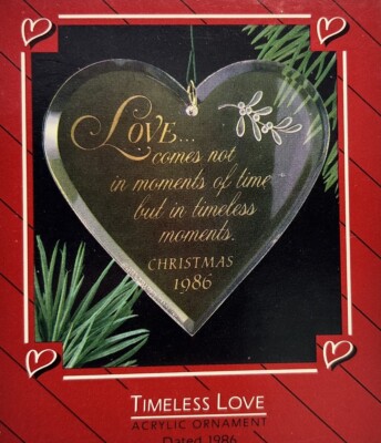 1986 Hallmark Keepsake Christmas Acrylic Ornament  Timeless Love  Heart - GUC