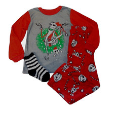 Nightmare Before Christmas Pajama Set w/ Socks - Santa Jack 3 pc NWT XS 4/5