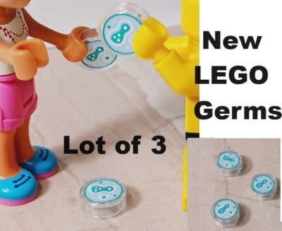 New LEGO Science Lab Germs Lot of 3 Printed Cold Makers Petri Dish Health Safety