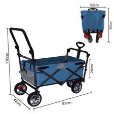 Folding Trolley Handcart for Baby Garden Wagon with Safety Brakes and Shelter