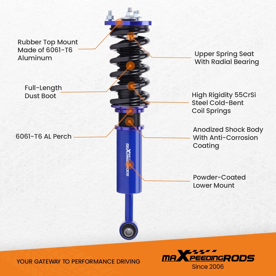 Coilovers For Lexus 0612 IS350 IS250 Strut Suspension Springs Kit Adj