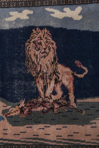 "Tappeto leone annodato a mano - arazzo animale 3'3"" X 4'" - Foto 6 di 11