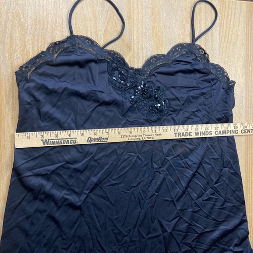 SHADOW LINE VINTAGE SILKY NYLON BLACK CHANTILLY LACE DESSOUS TOP Gr. M - Bild 13 von 16
