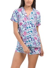 Caribbean Joe Floral Shorty Notch Pajama Set Size Med  Large  XL NWT    