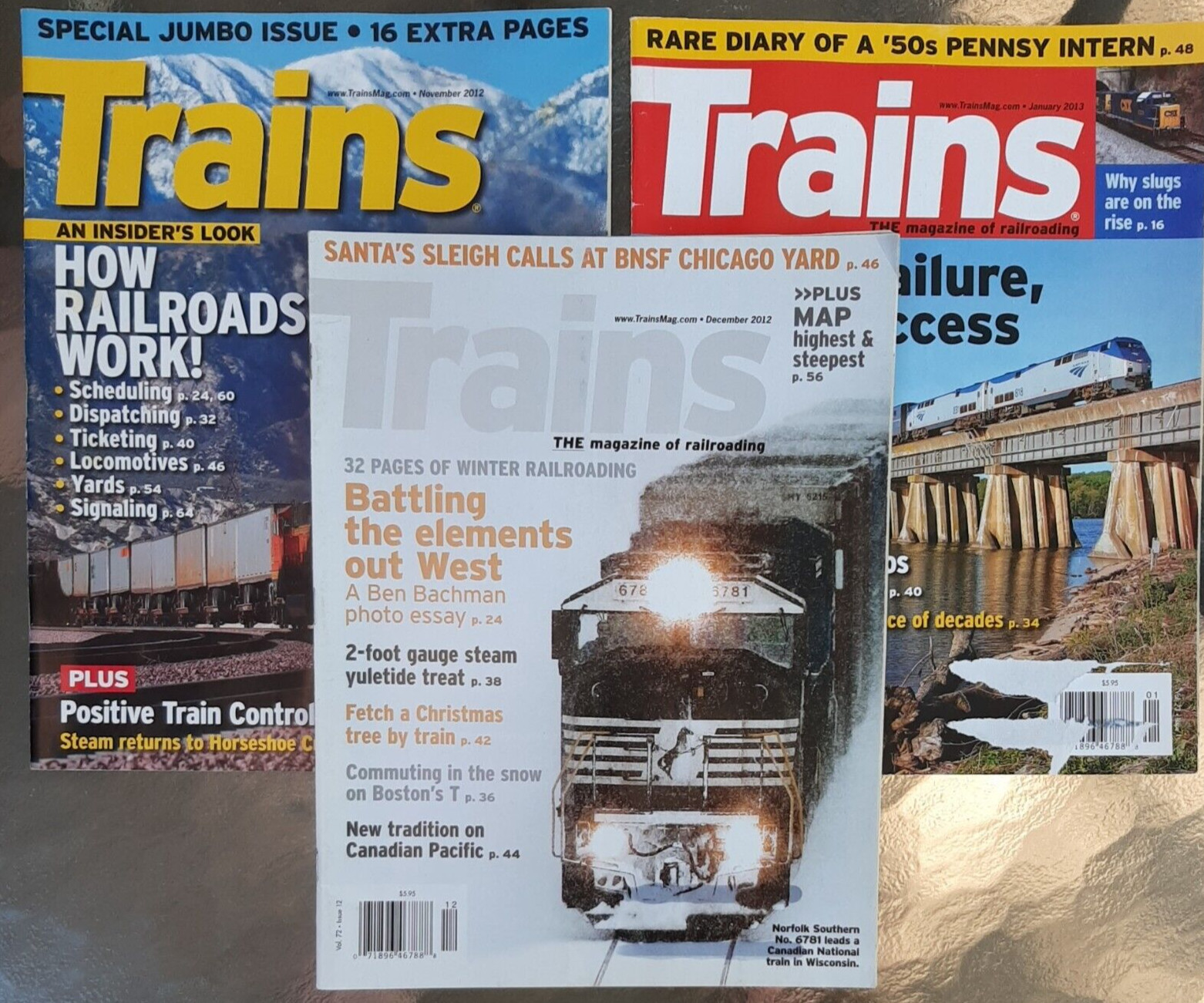 Trains Magazine 3 Issues 2012-13 Railroad Locomotive Rail Train History Nov-Jan