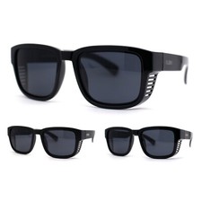 Kush Vented Side Visor Horn Rim Rectangle Plastic Sunglasses
