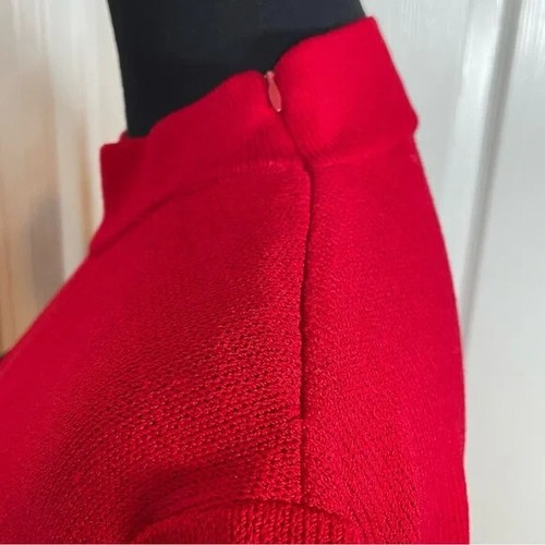 Suéter de Hombro Colección St. John Vintage Y2K Rojo Tejido Negro Bordado Cremallera L - Imagen 3 de 7