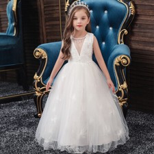 Flower Kids Girls Party Tulle Tutu Dress Bridesmaid Wedding Prom Gown Pageant