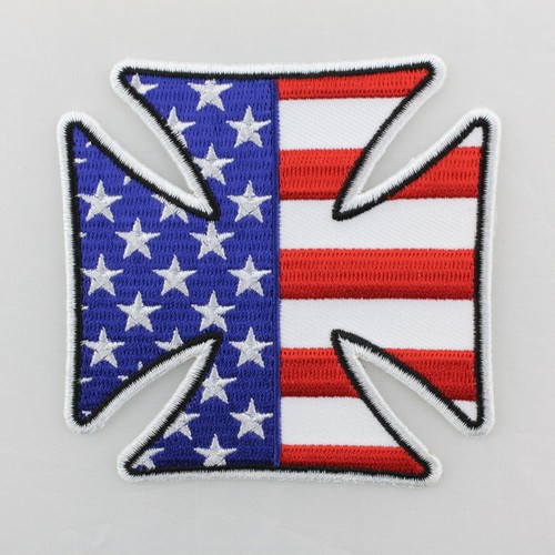 Biker Chopper Iron Cross USA Eisernes Kreuz Amerika Aufbügler Aufnäher
