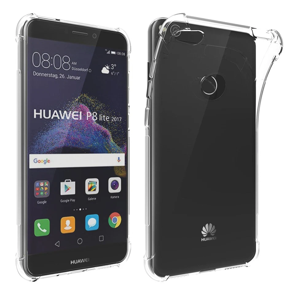 COVER CUSTODIA PER HUAWEI P8 LITE 2017 TRASPARENTE  SOTTILE TPU SLIM  MORBIDA - Immagine 2 di 2