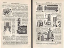 Lithografie 1907: Metallurgische Öfen. Schmelz-Hasenclever-Ofen Heizungsanlagen 