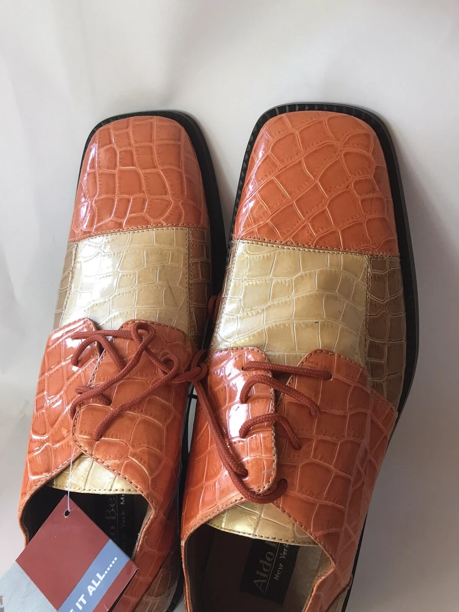Aldo Bellini NY Milane Mens 3 Tone Leather Shoes US Sz8.5 Gator