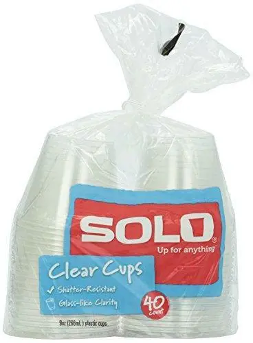 Solo Clear Plastic Cups, 9 oz, 40 ct