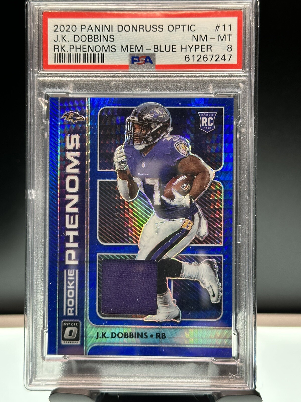 JK Dobbins Panini Donruss Optic Rookie Phenoms Memorabilia #11 Blue Hyper